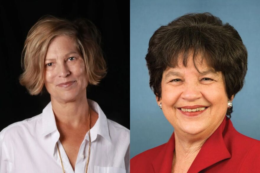 Two headshots of women
