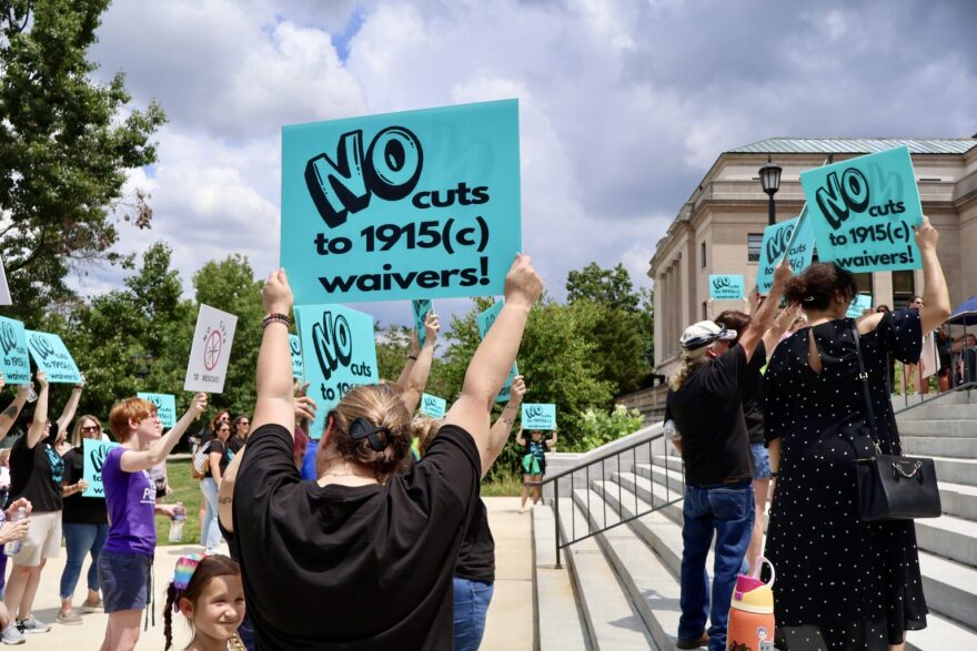 Kentuckians with disabilities and their loved ones and advocates came to Frankfort on July 17 and pleaded with elected officials to find a way to protect the services they receive through Medicaid waivers.