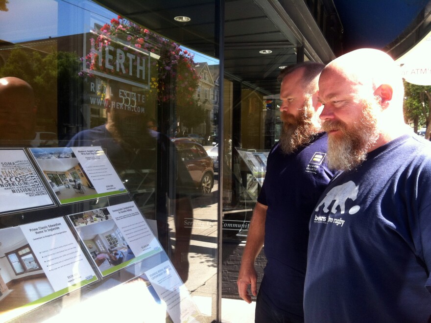 John Winter (left) and Joe Kelso are looking for a home they can afford in San Francisco, but they've been outbid several times.