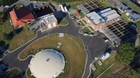 An aerial photo of one of Greensboro's water plants. This is the Mitchell facility located close to downtown