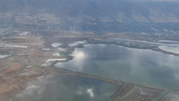 Aerial view of the lake looking toward 1-15