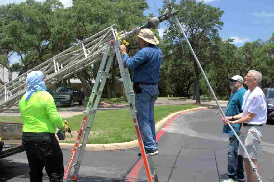 Erecting a Temporary Antennae at Field Day