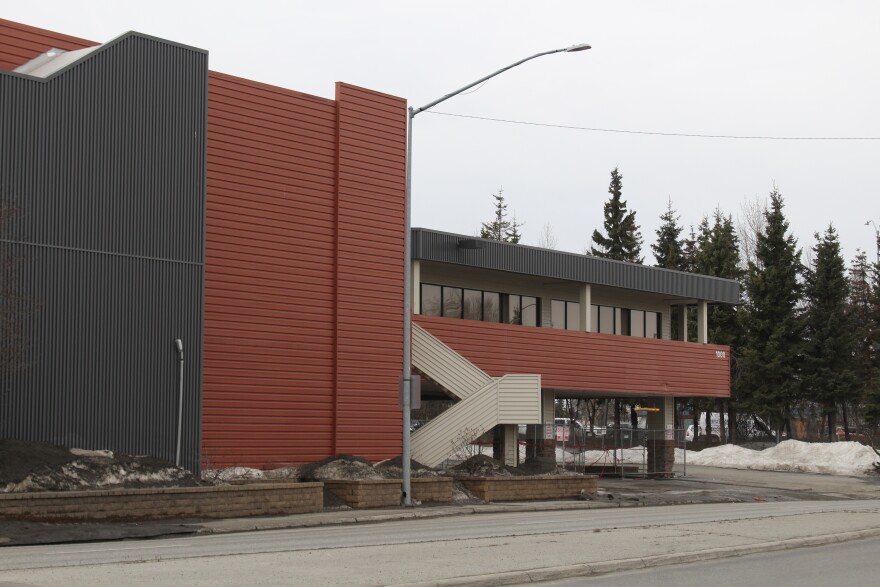 The former Golden Lion Hotel in Anchorage, at the intersection of 36th Avenue and Seward Highway, is set to become low-income housing in May. (Wesley Early/Alaska Public Media)