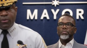 Chicago Mayor Brandon Johnson attends a press conference in January. On Friday, Johnson called President Trump's threat to send the National Guard to Chicago "uncoordinated, uncalled for, and unsound."