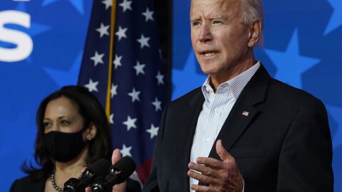 President-elect Joe Biden, flanked by Vice President-elect Kamala Harris, is likely to face a divided Congress. That's something he'll need to consider as he sorts through which parts of his agenda to push first.