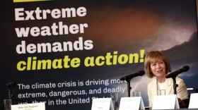 Sen. Tina Smith (D-MN) participates in a discussion on climate change-fueled extreme weather and its impact on local communities on July 22, 2021, in Washington, D.C. (Kevin Dietsch/Getty Images)