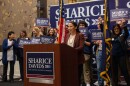 Rep. Sharice Davids speaks at her election night watch party in Overland Park on Nov. 5, 2024.
