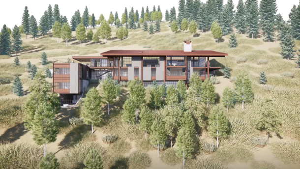 A rendering of the proposed home on Treasure Hill.