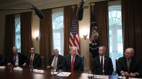 President Trump speaks on immigration issues while meeting with Republican members of Congress in the Cabinet Room of the White House.