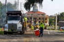 Road crews work on a pavement project along South Apopka Avenue in Inverness, Fla., July 29, 2026. The project is part of ongoing road improvement work throughout Citrus County.