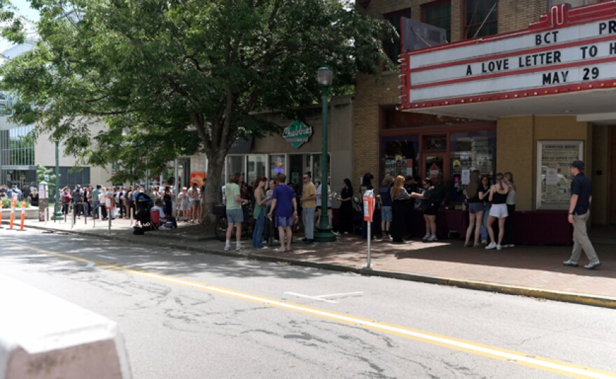 Hundreds of people lined up on Kirkwood Avenue Thursday morning.