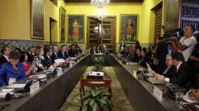 Foreign Ministers of the Lima Group meet in Lima, Peru, on Friday.