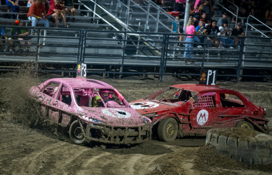 Wesley Smith crashes into Brandon Smith at the Cache County Fairgrounds in Logan on Saturday, July 18, 2026.