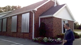 Greg Locke surveys the Global Vision Bible Church he pastors in Mt. Juliet, Tenn. (Chas Sisk/WPLN)