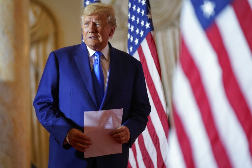 FILE - Former President Donald Trump arrives to speak at Mar-a-lago in 2022. (AP Photo/Andrew Harnik, File). (AP Photo, File)