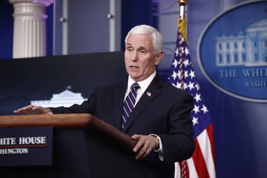 Vice President Mike Pence speaks during a coronavirus task force briefing at the White House on Sunday.