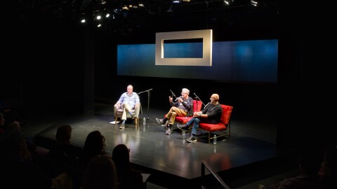 Colin, Jacques Lamarre, and Rob Ruggiero on stage at TheaterWorks Hartford on May 11, 2026.