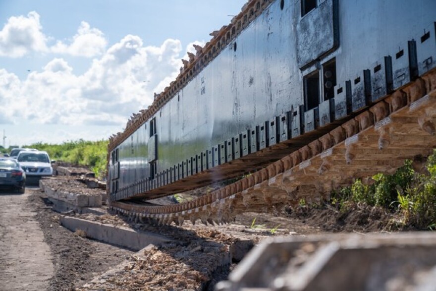 A trencher used to construct the underground seepage wall