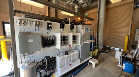 Equipment used by OneWater Nevada to recycle wastewater into clean drinking water inside a testing room at the Reno Stead Water Reclamation Facility in Reno, Nev.