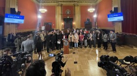 Columbus elected officials and immigrant community leaders spoke out against ICE enforcement and an attempt by the Trump Administration to remove temporary protected status for Haitian refugees at Columbus City Hall on Feb. 3, 2026.