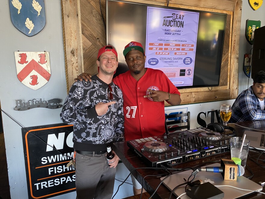 DJ's Drop D (left) and Toney Boi at the Beat Auction at Sterling Tavern