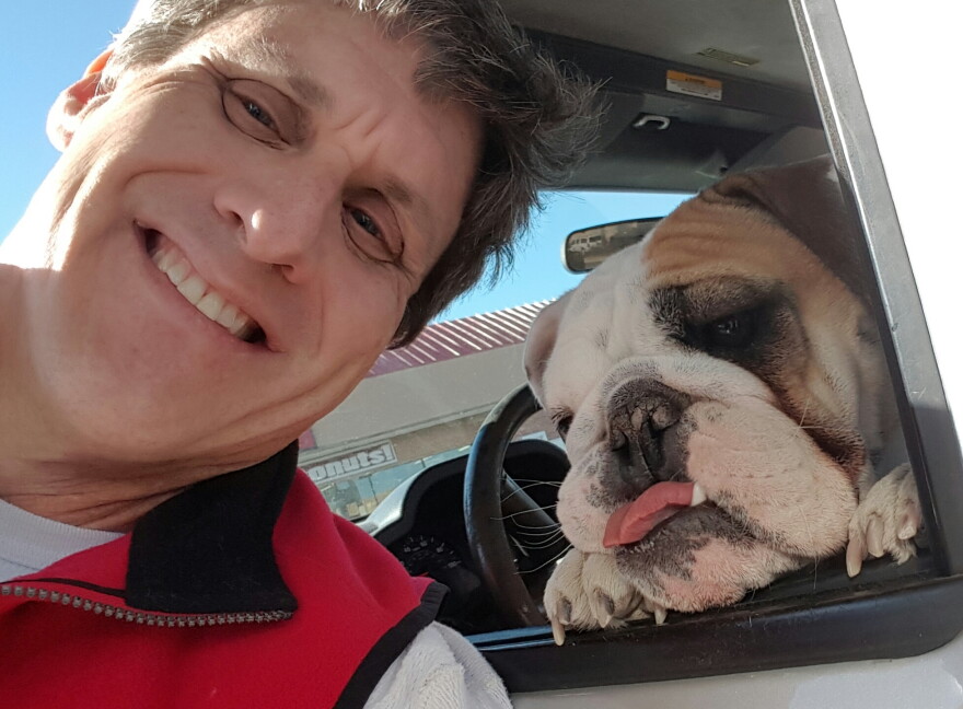KGOU listener Keith Gaddie and his bulldog, Georgia.