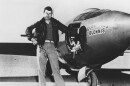 Yeager beside the Bell X-1 rocket plane Glamous Glennis.
