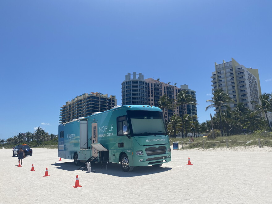 Vaccinations took place on the sand in Miami Beach on May 2, 2021.