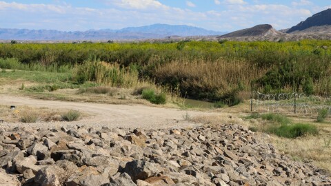 A view of the Rio Grande from a levee in Presidio, Texas.