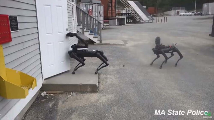 Footage of Boston Dynamics demoing Spot at a Mass. State Police training center earlier this year. 