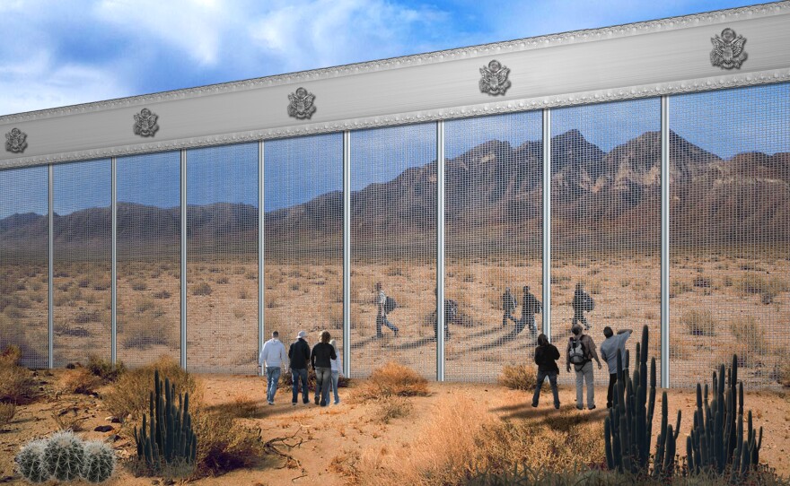 The Penna Group rendering, which displays two groups on either side watching each other through the mesh.