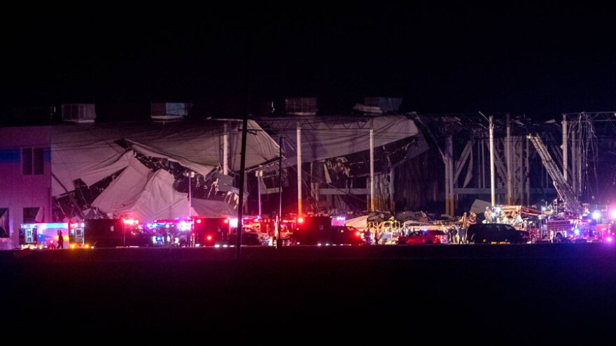 According to multiple sources, multiple people are trapped inside an Amazon warehouse on Gateway Commerce Drive in Edwardsville. Some reports are stating that 50 to 100 employees were present and are potentially trapped inside the building. DERIK HOLTMANN DHOLTMANN@BND.COM