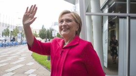 Hillary Clinton outside the <em>Fresh Air </em>studio in<em> </em>Philadelphia on Sept. 14.