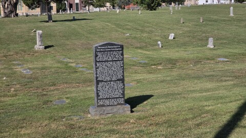 A memorial monument at Oaklawn Cemetery in Tulsa honoring the victims of the 1921 Race Massacre.