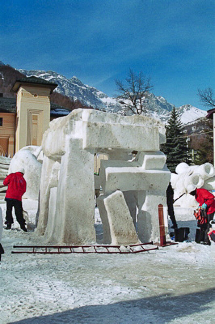 Team Kenya made a snow carving called "Samson in the Temple" at the 2006 Olympic Ice Arts Festival in Bardonecchia, Italy.