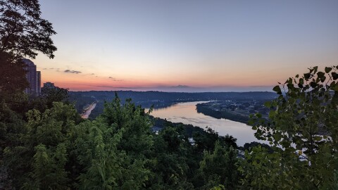 Daybreak over the Ohio River, July 14, 2022, as seen from Eden Park.