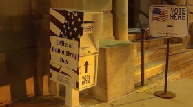 A ballot drop box used on Nov. 3, 2020, outside Central Library Centennial Hall, in Milwaukee.