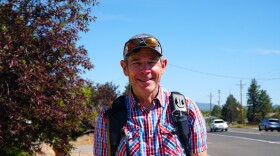 U.S. Sen. John Curtis walks down Kamas' Main Street on Thursday, July 2, as part of his 250-mile walk honoring the 250th anniversary of the United States.