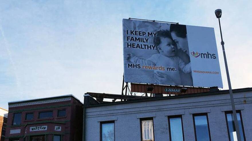 An Indianapolis billboard for MHS, one of the only insurers offering coverage on healthcare.gov in Indiana.