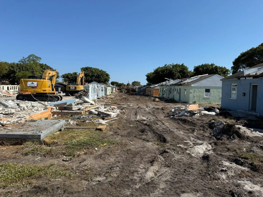 Demolition in November of the south side of the Southridge senior housing complex resulted in the elimination of 70 units to make way for 148 new ones. (Photo: Carolyn DiPaolo/Stet)