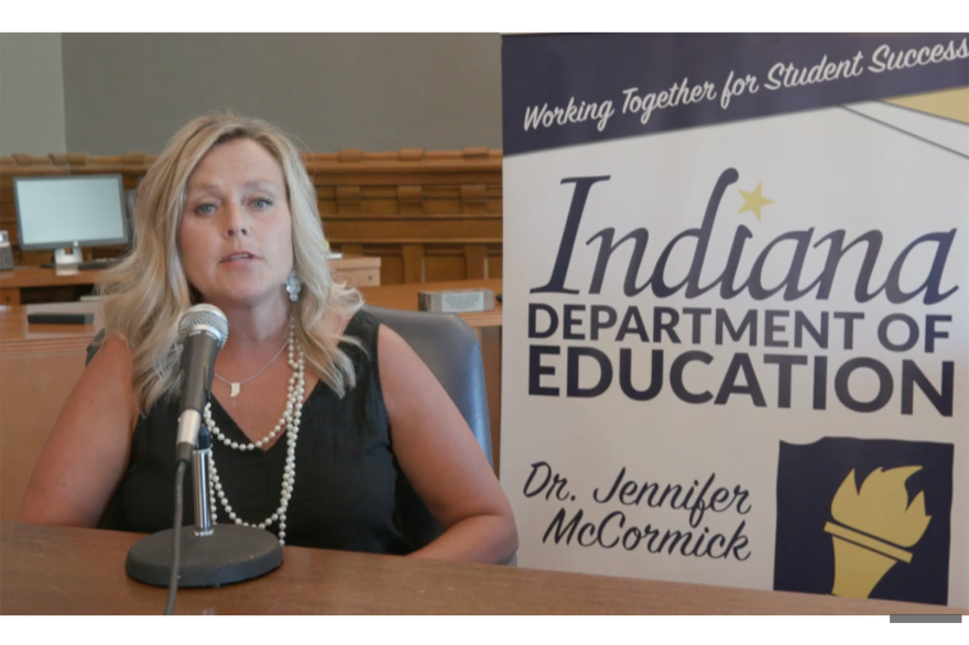Jennifer McCormick addresses questions from the media during a virtual press conference on Thursday.