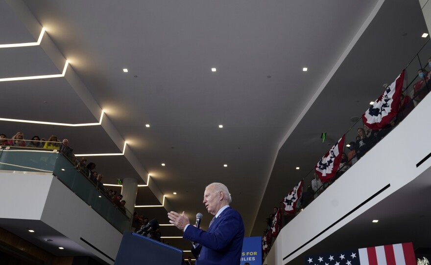 President Joe Biden speaks about health care and prescription drug costs at the University of Nevada, Las Vegas, Wednesday, March 15, 2023, in Las Vegas.