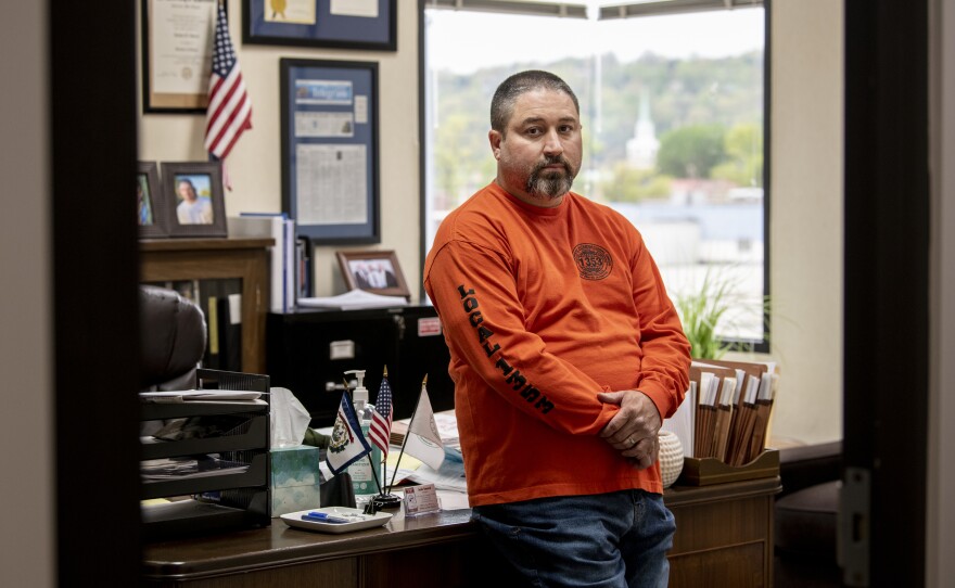 President of West Virginia AFL-CIO, Joshua Sword, is pictured at the AFL-CIO office on Saturday in Charleston, W.Va.