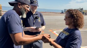 Former shipmates T.C. Lott and Kim Lott renew their vows after 27 years after meeting on USS Nimitz.