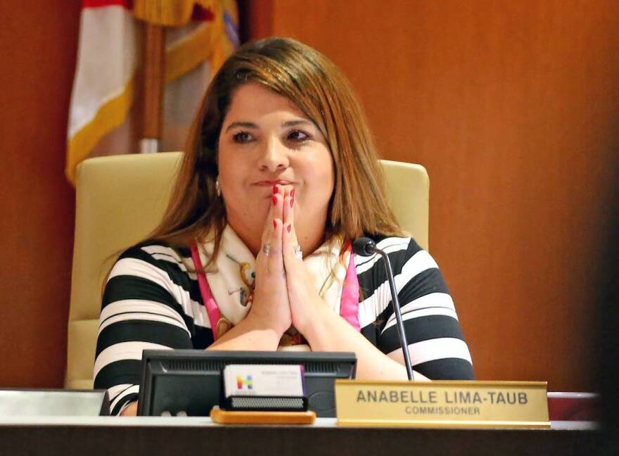 Commissioner Anabelle Lima-Taub after she read a statement at the Hallandale Beach City commission meeting about her comments that Congresswoman Rashida Tlaib may turn into a martyr and blow up Capitol Hill, January 23, 2019.