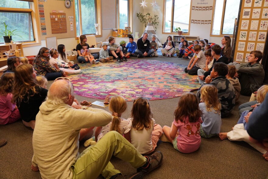 Teton Science Schools students circle up on the third day of classes this fall.