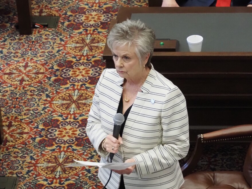 Sen. Julie Daniels, R-Bartlesville, pictured during a special legislative session, gets a judicial age-limit bill through committee.