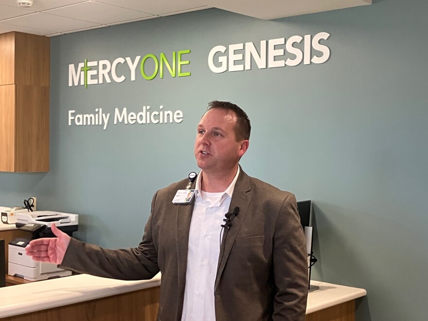 Beau Dexter, regional vice president of operations for MercyOne Genesis, speaking about the Eldridge clinic expansion Wednesday, Feb. 11, 2026.