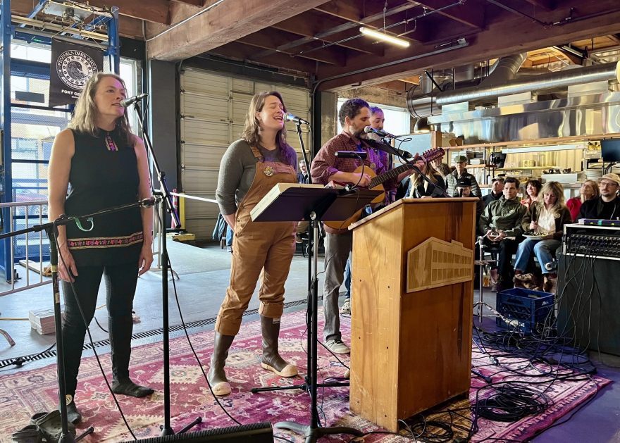 The Skamokawa Swamp Opera performs at Fort George Brewery in Astoria during the FisherPoet Gathering’s weeklong performances in February. The organization is taking some of its acts up and down the Oregon coast beginning this week
