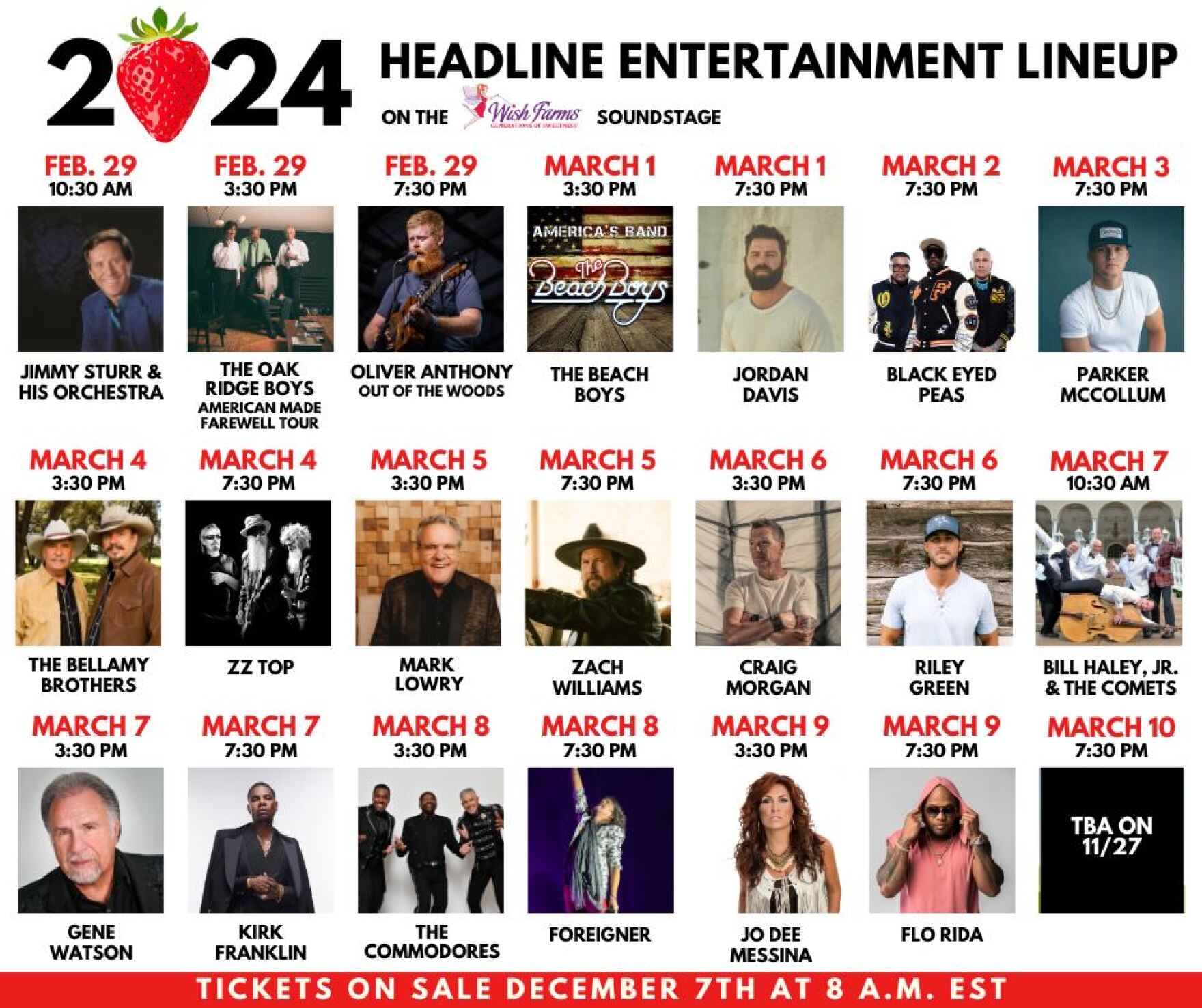 Here is the concert lineup for the 2025 Florida Strawberry Festival WUSF